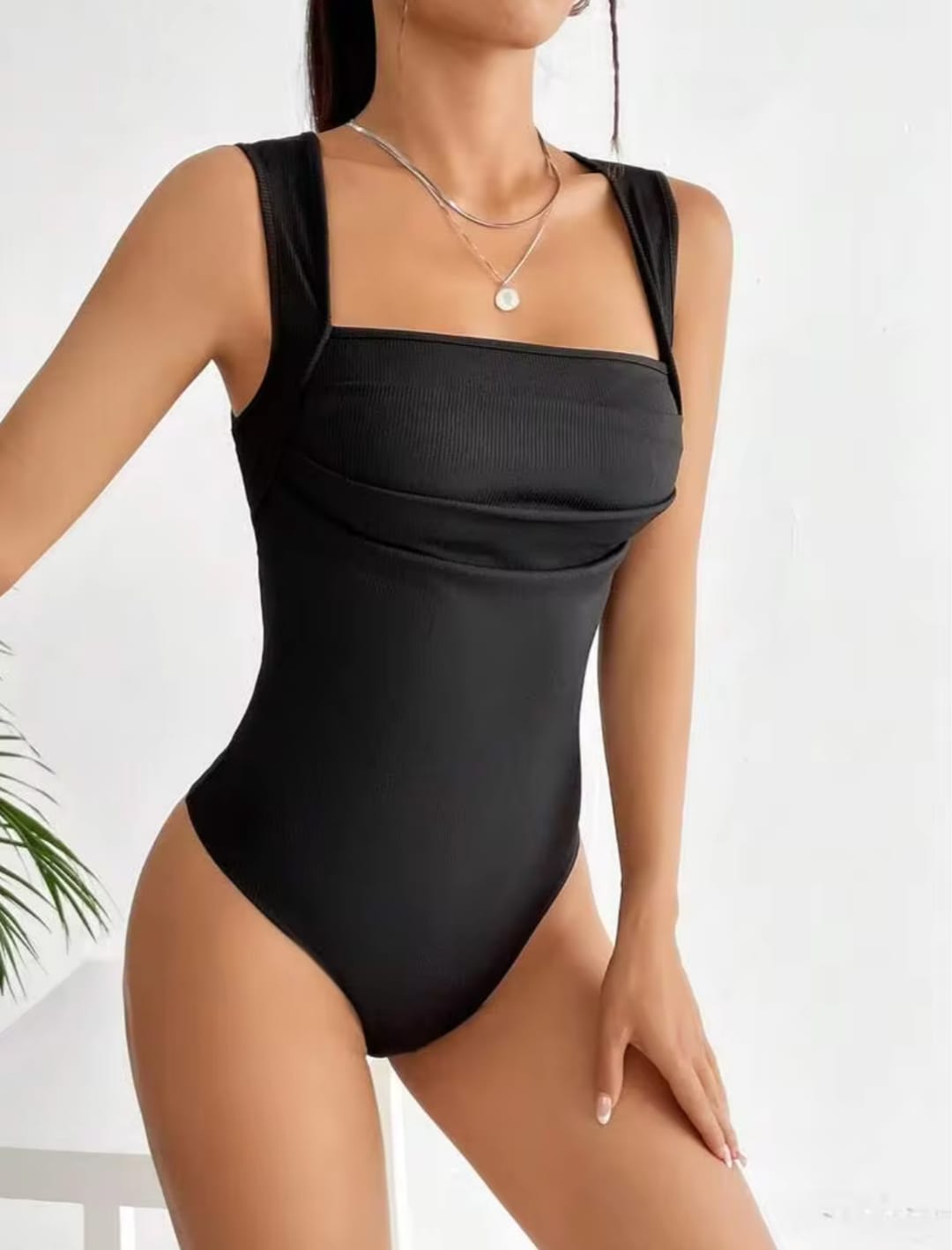 EMERY ROSE Solid Ribbed Knit Tank Bodysuit